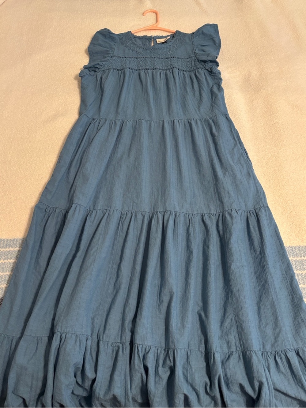 Universal Thread Blue Tiered Maxi Dress with Ruffle Sleeves - Picture 3 of 6